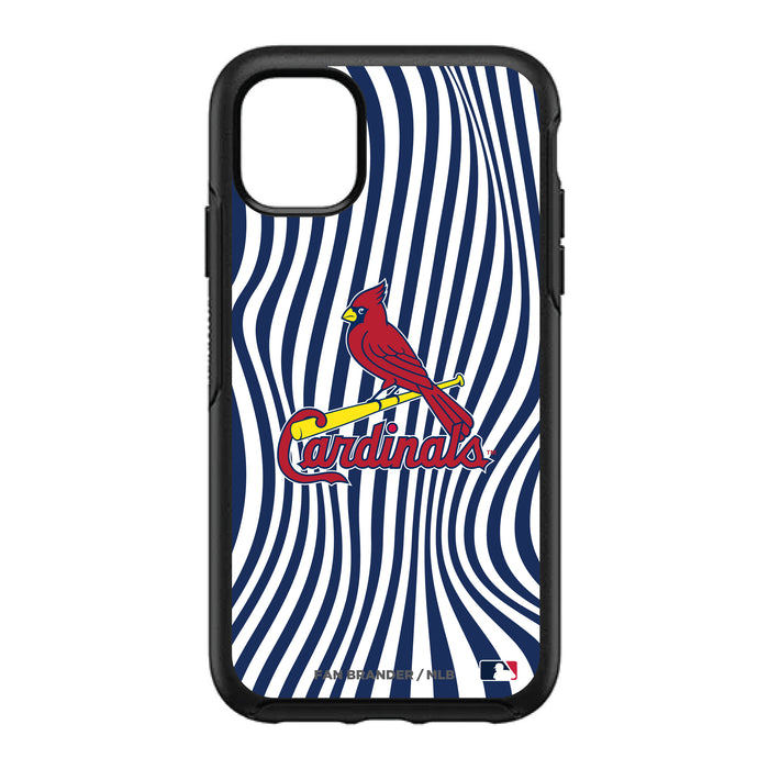 OtterBox Black Phone case with St. Louis Cardinals Primary Logo With Team Groovey Lines
