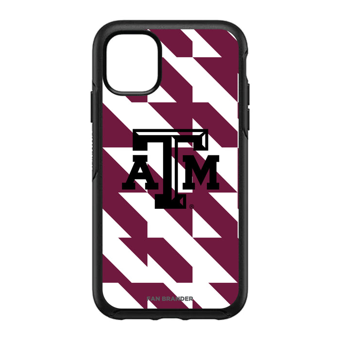 OtterBox Black Phone case with Texas A&M Aggies Primary Logo on Geometric Quad Background