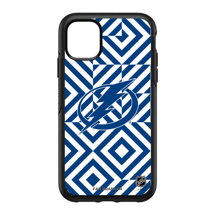 OtterBox Black Phone case with Tampa Bay Lightning Primary Logo on Geometric Diamonds Background