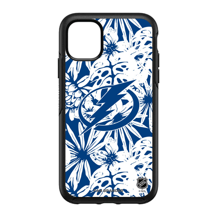 OtterBox Black Phone case with Tampa Bay Lightning Primary Logo With Team Color Hawain Pattern