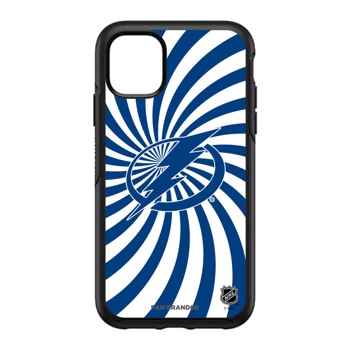 OtterBox Black Phone case with Tampa Bay Lightning Primary Logo With Team Groovey Burst