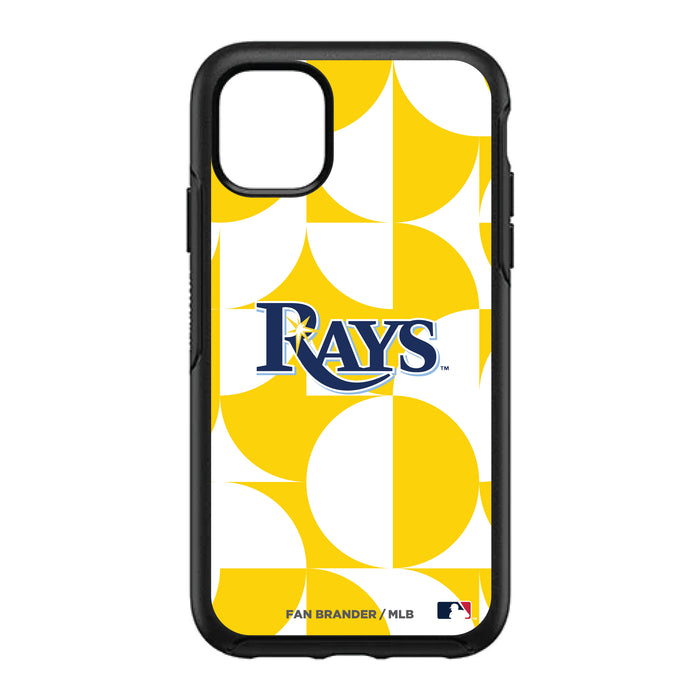 OtterBox Black Phone case with Tampa Bay Rays Primary Logo on Geometric Circle Background