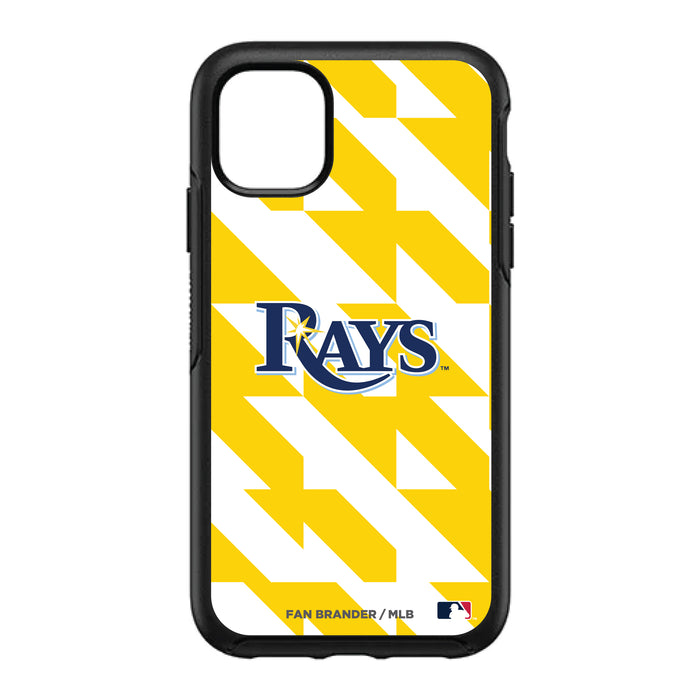 OtterBox Black Phone case with Tampa Bay Rays Primary Logo on Geometric Quads Background