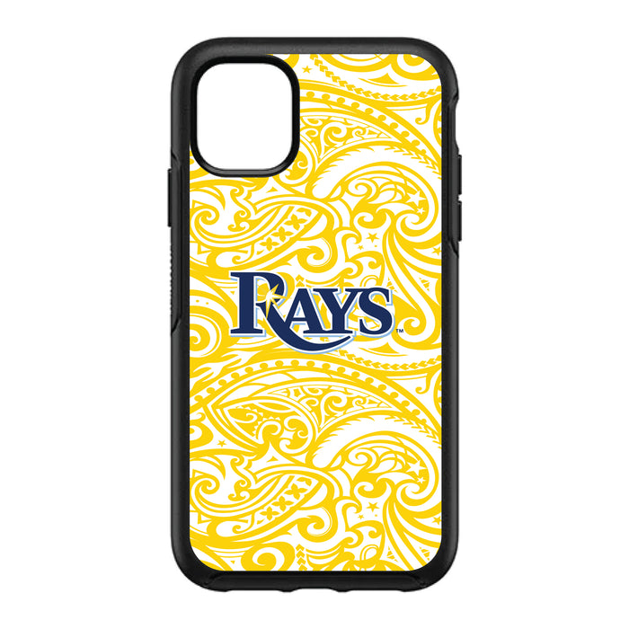 OtterBox Black Phone case with Tampa Bay Rays Primary Logo With Team Color Tribal Background
