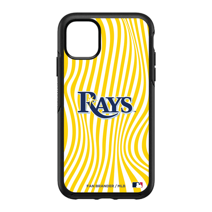 OtterBox Black Phone case with Tampa Bay Rays Primary Logo With Team Groovey Lines
