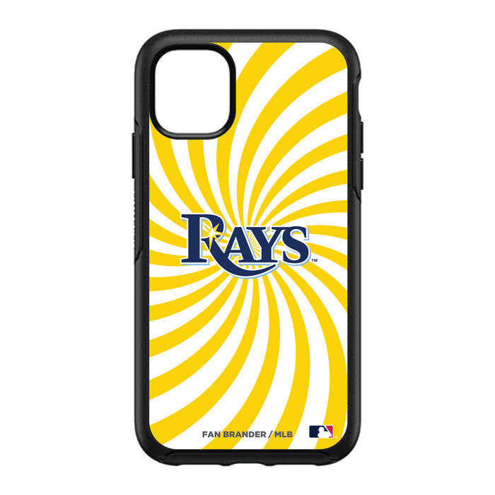 OtterBox Black Phone case with Tampa Bay Rays Primary Logo With Team Groovey Burst
