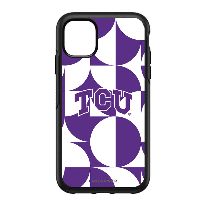 OtterBox Black Phone case with Texas Christian University Horned Frogs Primary Logo on Geometric Circle Background