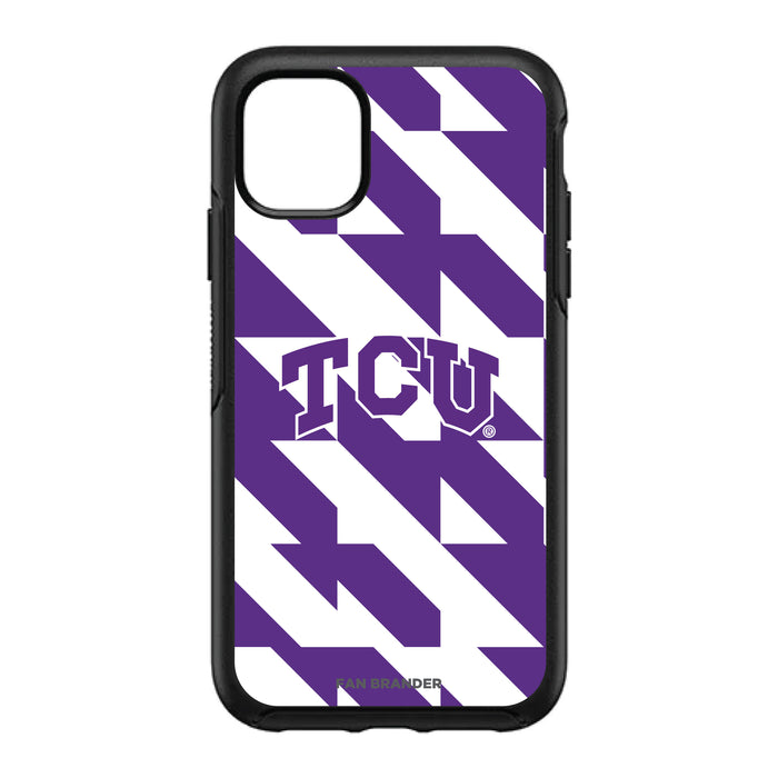 OtterBox Black Phone case with Texas Christian University Horned Frogs Primary Logo on Geometric Quad Background