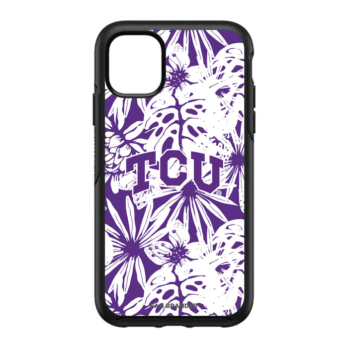 OtterBox Black Phone case with Texas Christian University Horned Frogs Primary Logo With Team Color Hawain Pattern