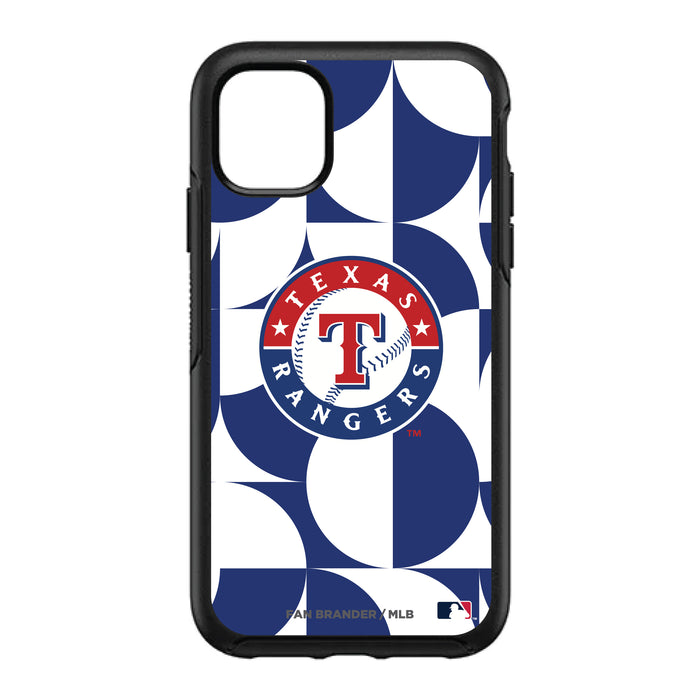 OtterBox Black Phone case with Texas Rangers Primary Logo on Geometric Circle Background