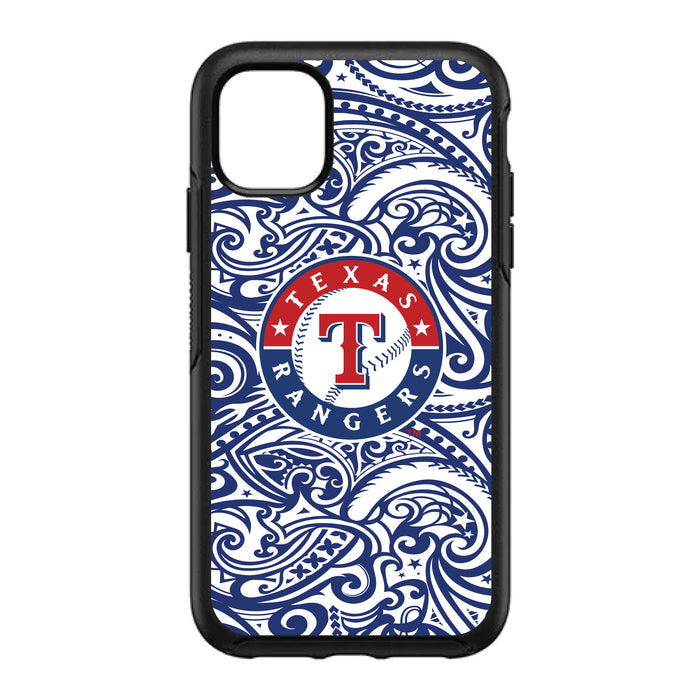 OtterBox Black Phone case with Texas Rangers Primary Logo With Team Color Tribal Background