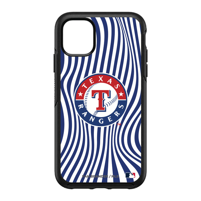 OtterBox Black Phone case with Texas Rangers Primary Logo With Team Groovey Lines