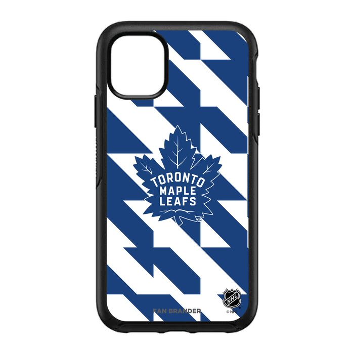 OtterBox Black Phone case with Toronto Maple Leafs Primary Logo on Geometric Quad Background