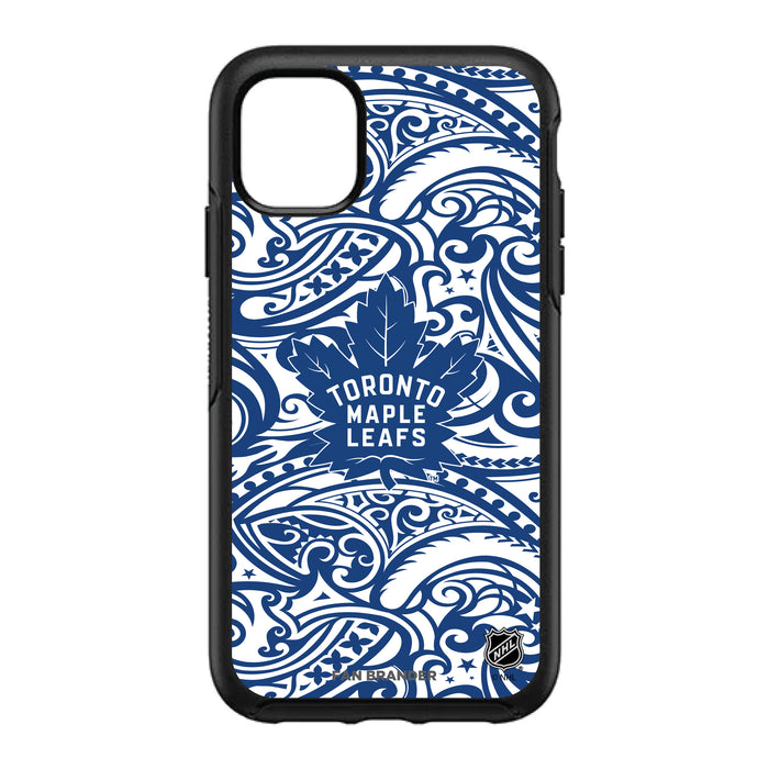 OtterBox Black Phone case with Toronto Maple Leafs Primary Logo With Team Color Tribal Background