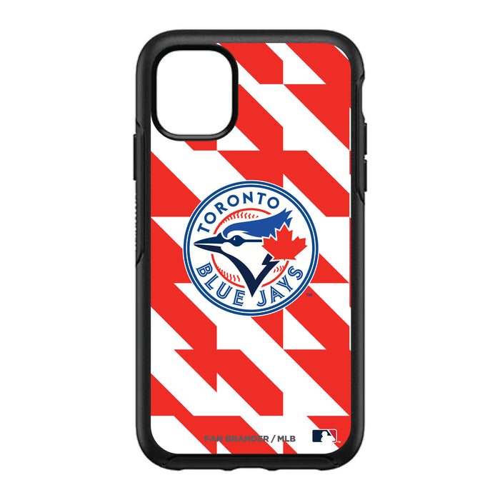 OtterBox Black Phone case with Toronto Blue Jays Primary Logo on Geometric Quads Background