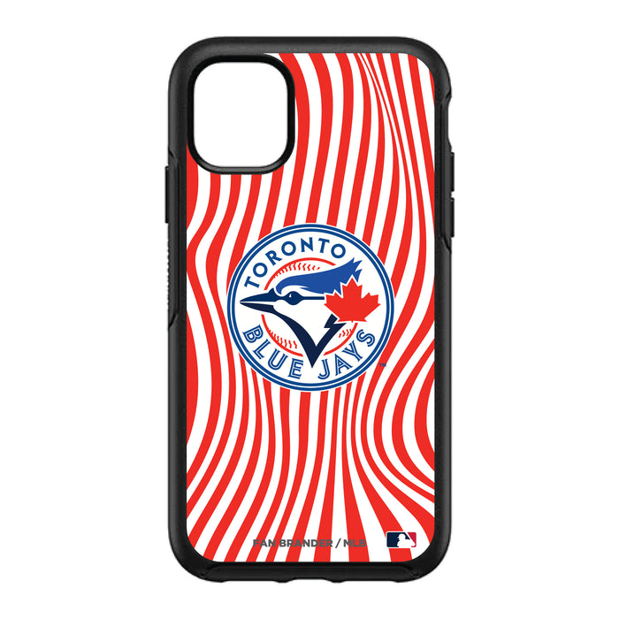 OtterBox Black Phone case with Toronto Blue Jays Primary Logo With Team Groovey Lines