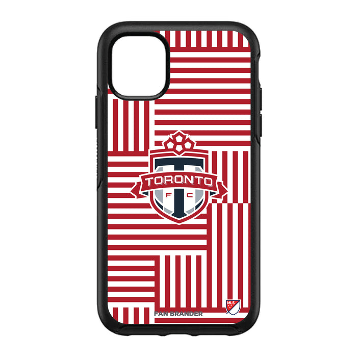 OtterBox Black Phone case with Toronto FC Primary Logo on Geometric Lines Background