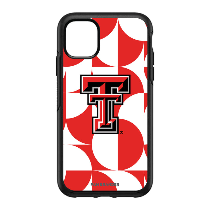 OtterBox Black Phone case with Texas Tech Red Raiders Primary Logo on Geometric Circle Background