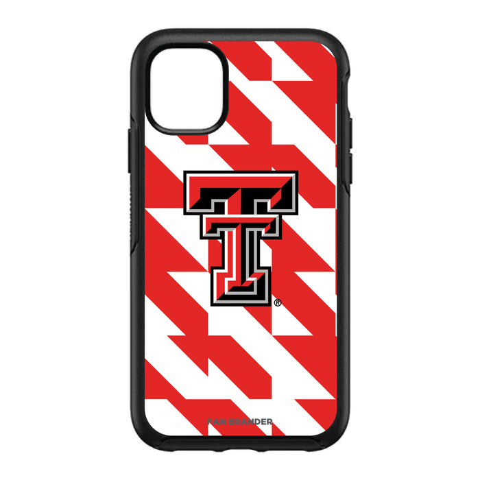 OtterBox Black Phone case with Texas Tech Red Raiders Primary Logo on Geometric Quad Background