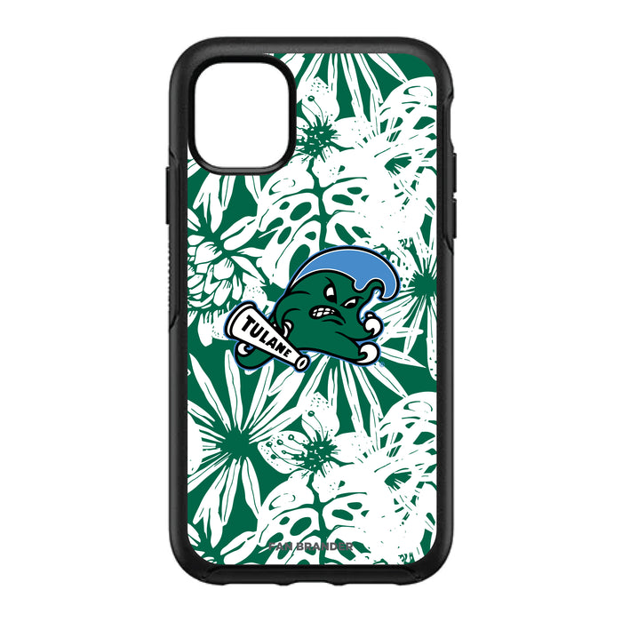 OtterBox Black Phone case with Tulane Green Wave Primary Logo With Team Color Hawain Pattern