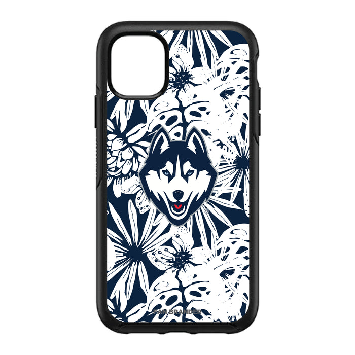 OtterBox Black Phone case with Uconn Huskies Primary Logo With Team Color Hawain Pattern
