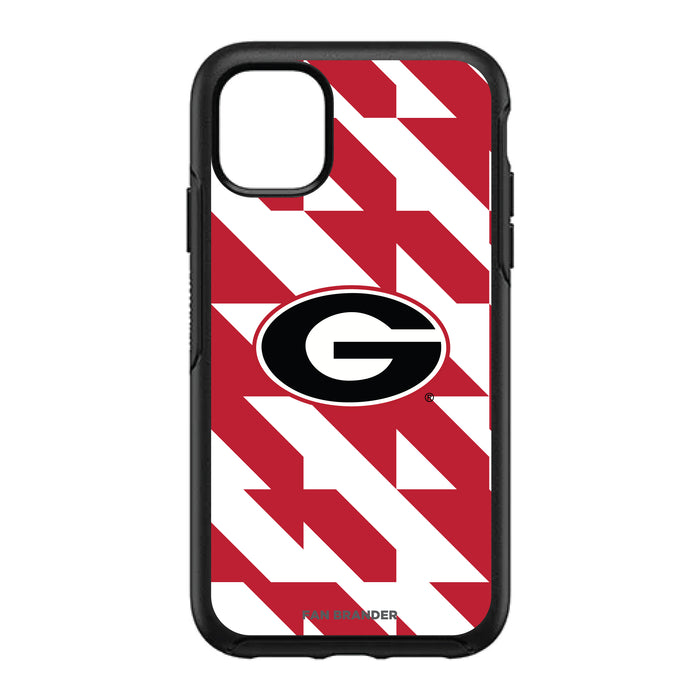 OtterBox Black Phone case with Georgia Bulldogs Primary Logo on Geometric Quad Background