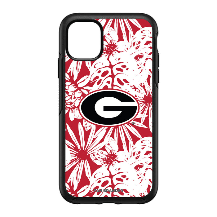 OtterBox Black Phone case with Georgia Bulldogs Primary Logo With Team Color Hawain Pattern