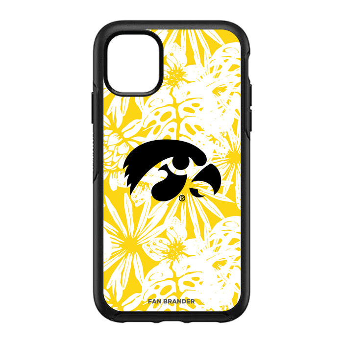 OtterBox Black Phone case with Iowa Hawkeyes Primary Logo With Team Color Hawain Pattern