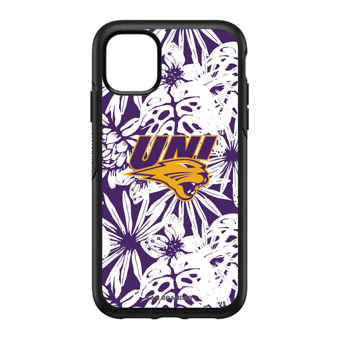 OtterBox Black Phone case with Northern Iowa Panthers Primary Logo With Team Color Hawain Pattern