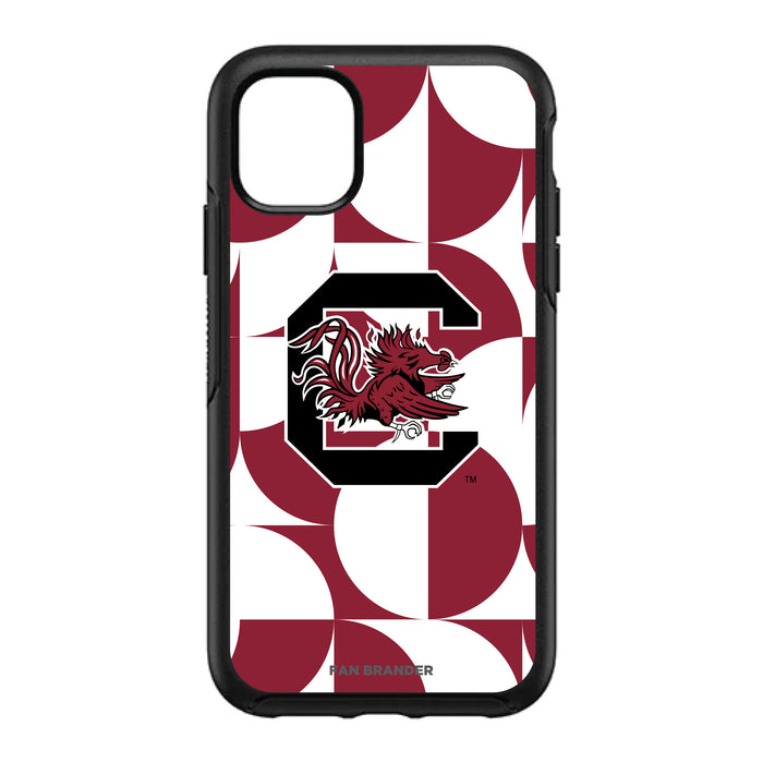 OtterBox Black Phone case with South Carolina Gamecocks Primary Logo on Geometric Circle Background