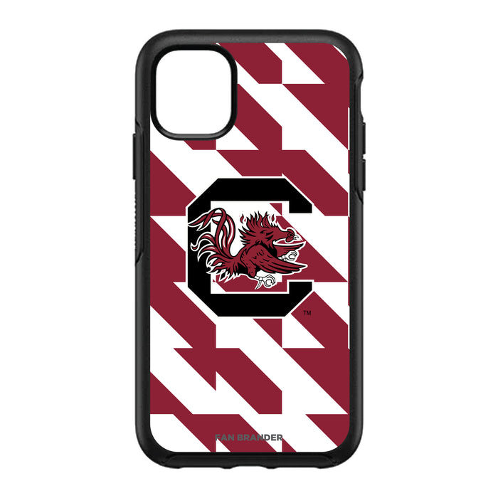 OtterBox Black Phone case with South Carolina Gamecocks Primary Logo on Geometric Quad Background