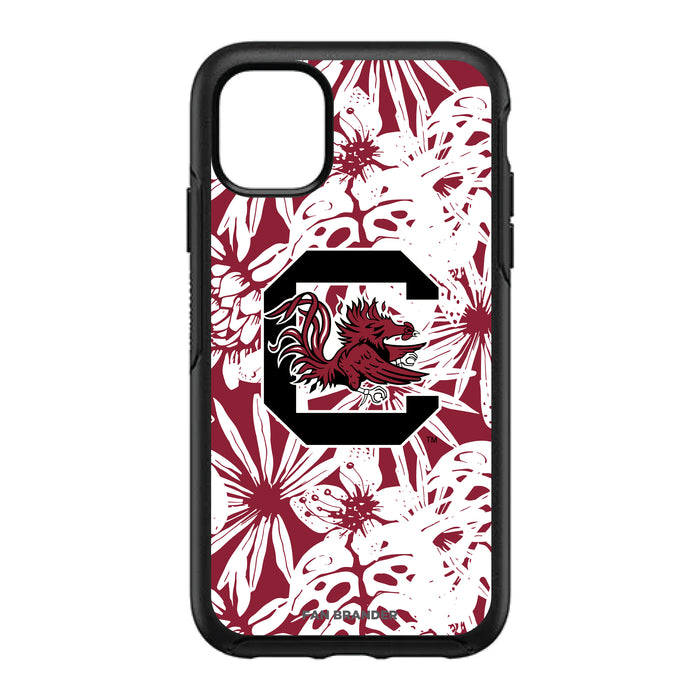 OtterBox Black Phone case with South Carolina Gamecocks Primary Logo With Team Color Hawain Pattern