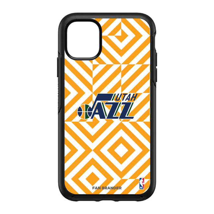 OtterBox Black Phone case with Utah Jazz Primary Logo on Geometric Diamonds Background