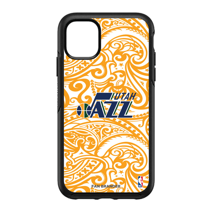 OtterBox Black Phone case with Utah Jazz Primary Logo With Team Color Tribal Background