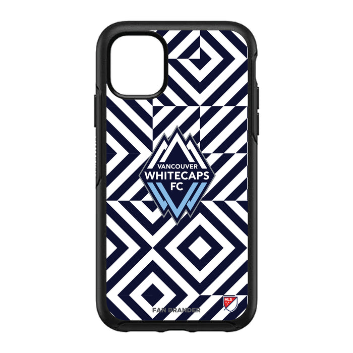 OtterBox Black Phone case with Vancouver Whitecaps FC Primary Logo on Geometric Diamonds Background