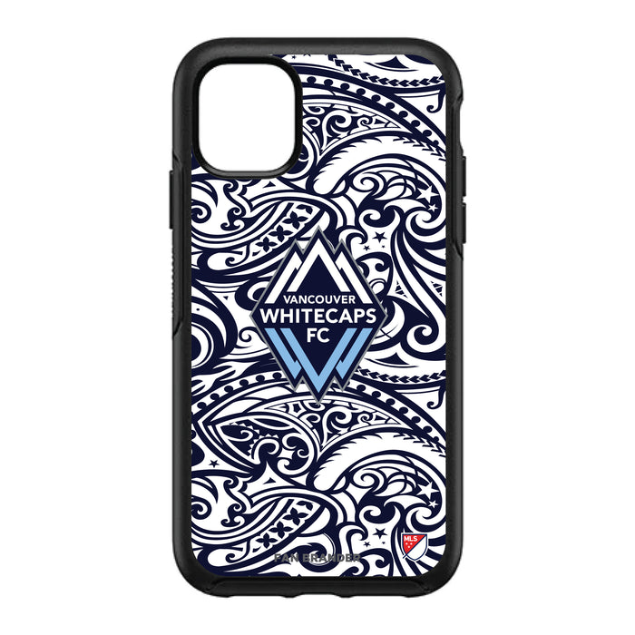 OtterBox Black Phone case with Vancouver Whitecaps FC Primary Logo With Team Color Tribal Background