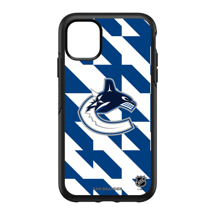 OtterBox Black Phone case with Vancouver Canucks Primary Logo on Geometric Quad Background