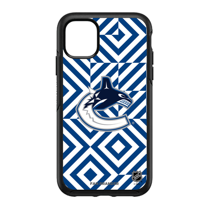 OtterBox Black Phone case with Vancouver Canucks Primary Logo on Geometric Diamonds Background