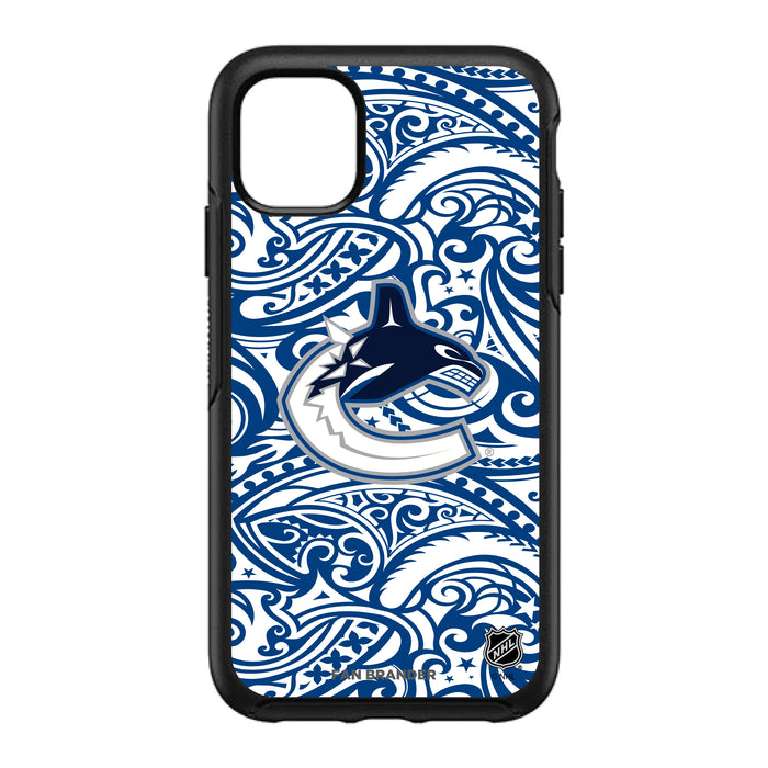 OtterBox Black Phone case with Vancouver Canucks Primary Logo With Team Color Tribal Background
