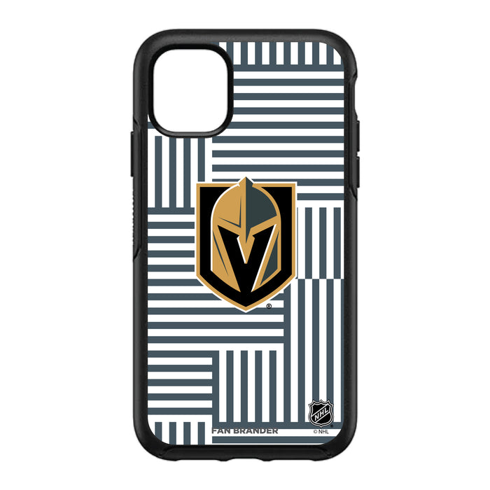 OtterBox Black Phone case with Vegas Golden Knights Primary Logo on Geometric Lines Background