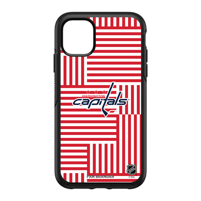 OtterBox Black Phone case with Washington Capitals Primary Logo on Geometric Lines Background