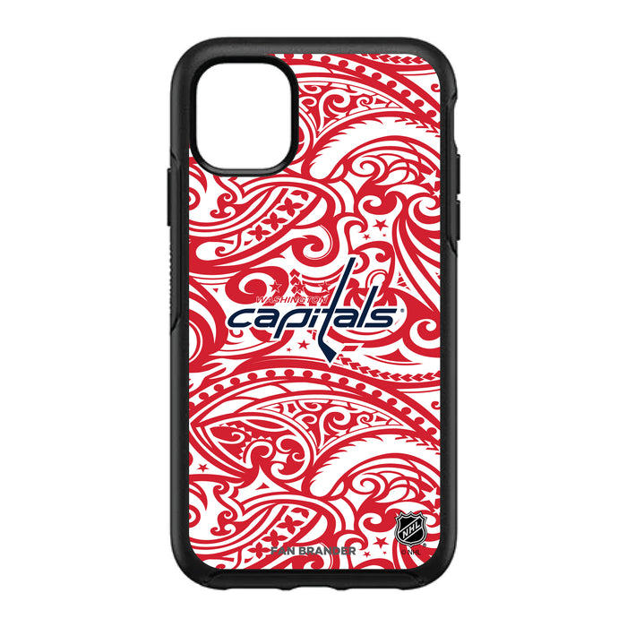 OtterBox Black Phone case with Washington Capitals Primary Logo With Team Color Tribal Background
