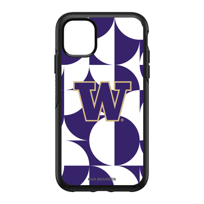 OtterBox Black Phone case with Washington Huskies Primary Logo on Geometric Circle Background