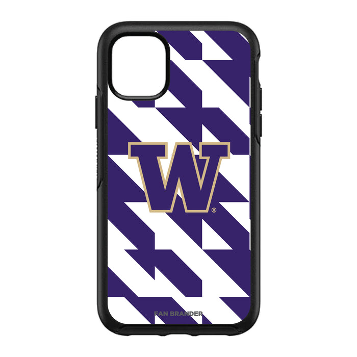 OtterBox Black Phone case with Washington Huskies Primary Logo on Geometric Quad Background