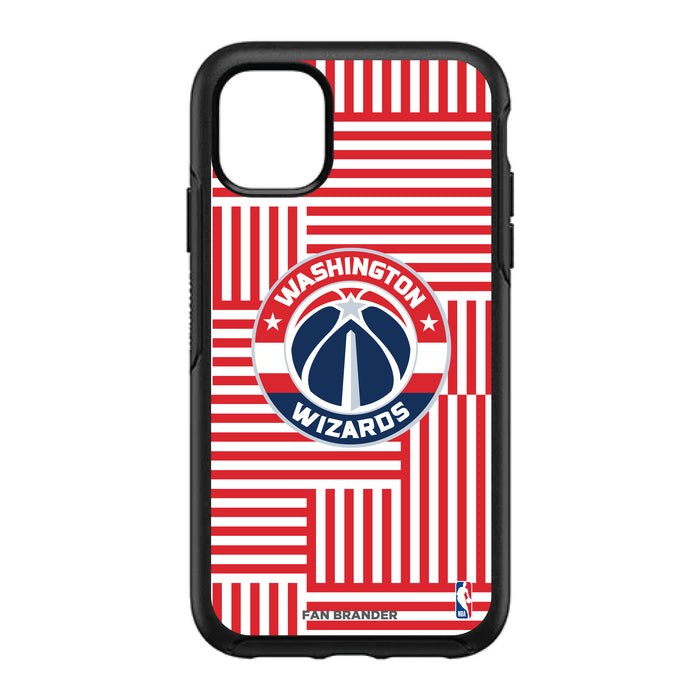 OtterBox Black Phone case with Washington Wizards Primary Logo on Geometric Lines Background