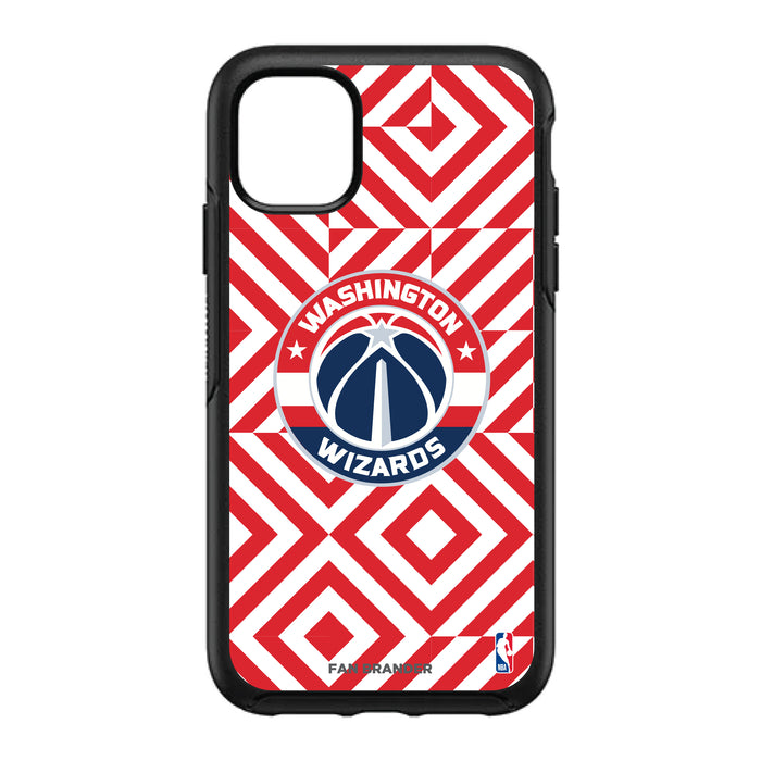 OtterBox Black Phone case with Washington Wizards Primary Logo on Geometric Diamonds Background