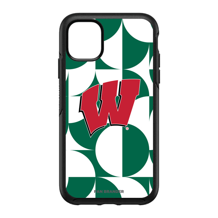 OtterBox Black Phone case with Wisconsin Badgers Primary Logo on Geometric Circle Background