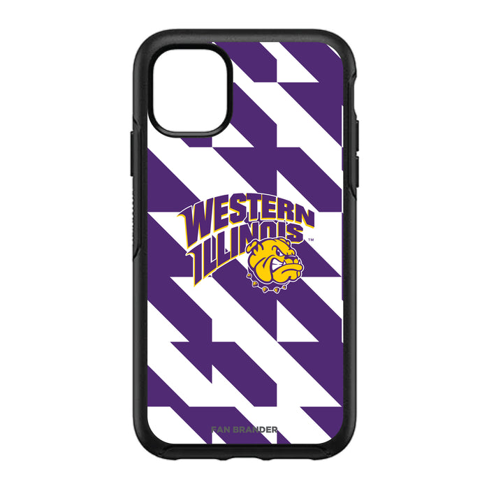 OtterBox Black Phone case with Western Illinois University Leathernecks Primary Logo on Geometric Quad Background