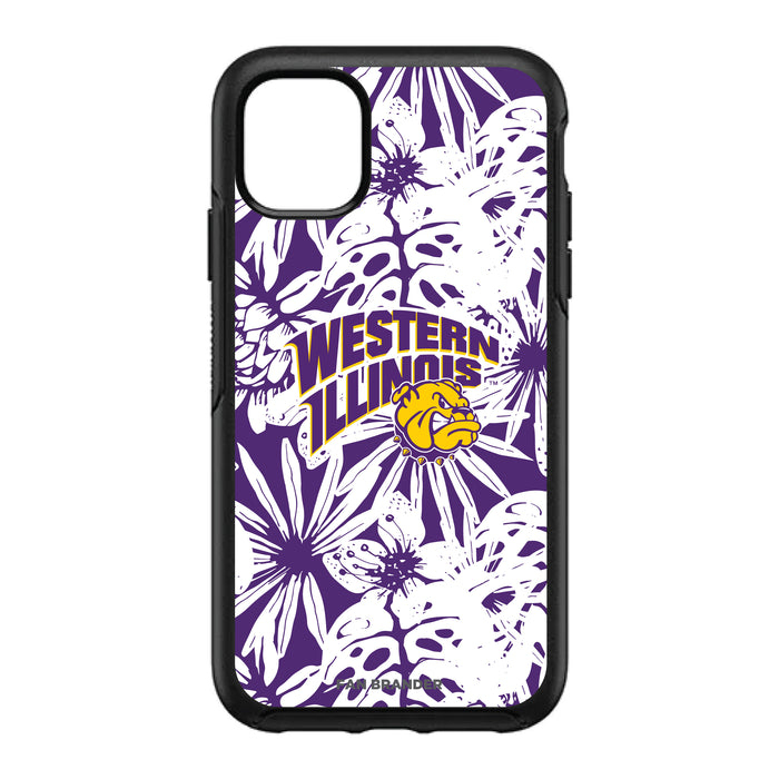 OtterBox Black Phone case with Western Illinois University Leathernecks Primary Logo With Team Color Hawain Pattern