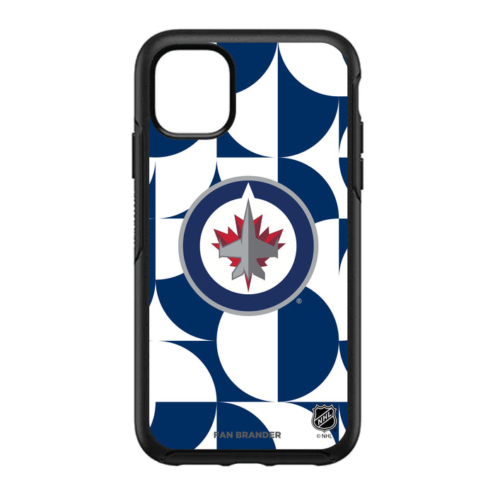 OtterBox Black Phone case with Winnipeg Jets Primary Logo on Geometric Circle Background